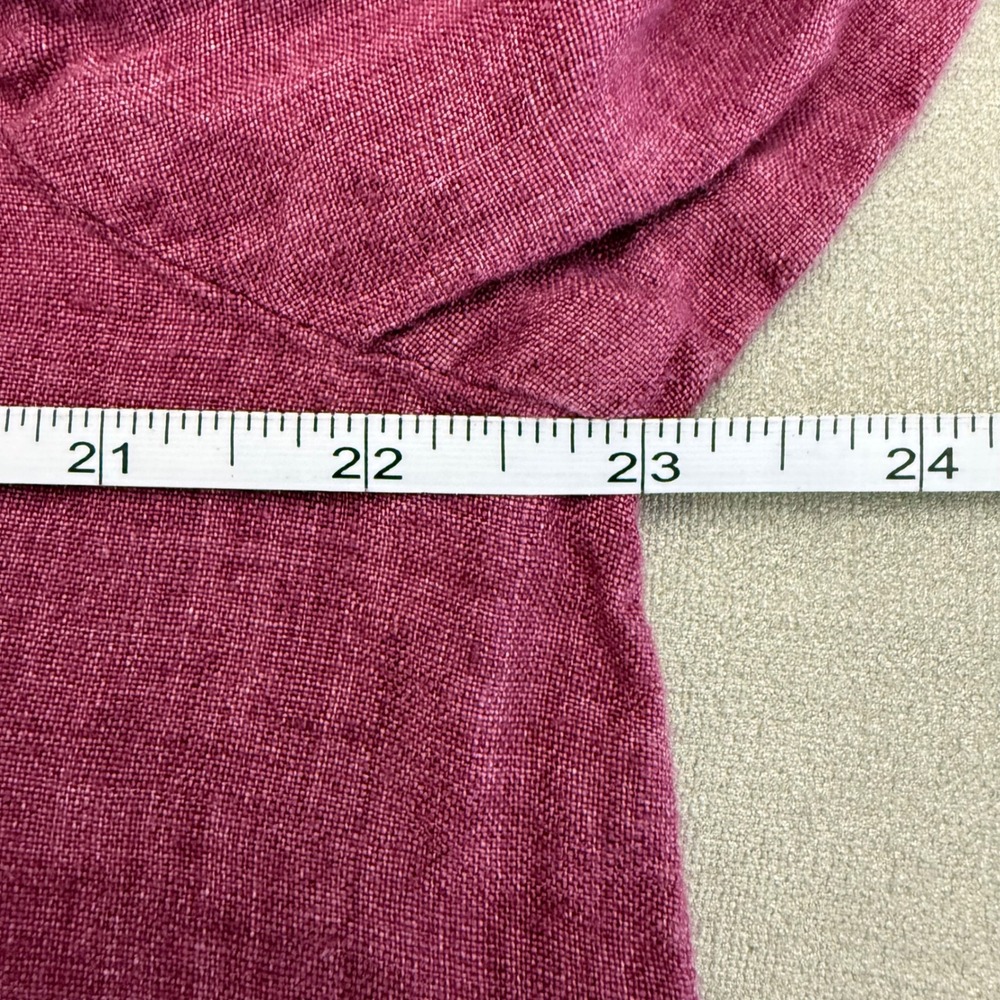 Eileen Fisher Organic Linen Button Down Tunic Top Plum Purple Womens Large L/G - Picture 6 of 8